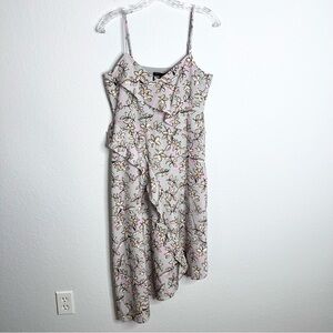 Banana Republic Dress Women 4 P Midi Floral Asymmetrical Hem Ruffled  V